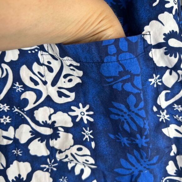 Alii Fashions Hawaii Tropical Floral Navy White Button Up Cotton Shirt Sz 2X - Picture 3 of 8